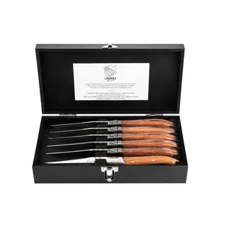 Laguiole Style de Vie Luxury Line Steakmesser Rose Pakkaholz 6-teilig - Grillmesser - Tischmesser - Küchenmesser - Messer Set