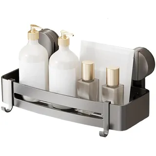 Copiel Duschablage Ohne Bohren, Duschregal Mit Saugnapf mit 2 Haken, Abnehmbare und rostfreie Shampoo-Halterung Toiletries für Dusche Badezimmer Organizer Kinderleichte Montage