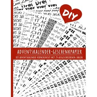 Adventskalender-Geschenkpapier 2024: Kreatives Verpackungsset mit 24 ausgeschriebenen Zahlen – Perfekt für DIY-Adventskalender: Design Adventskalender Verpackung schwarz weiß