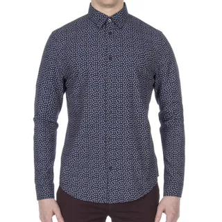 Ben Sherman Herren Regular Fit Freizeithemd LS Micro Twill Floral 0047989, Einfarbig, Gr. Small, Blau (Navy Blazer 25) - S