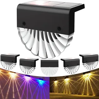 Luckice Außen-Stehlampe Solarleuchte für Außen,2 Stück Wasserdichte Balkon Dekoration, Solarleuchten,2 Modi Warmweiß/Farbwechselnde Solar Lichter, LED Gartenlampen für Terrasse Dekoration,Zaun,Garten und Treppen schwarz