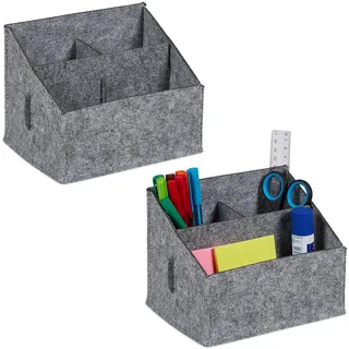 Relaxdays Schreibtisch-Organizer Filz Grau 2 St.