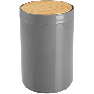 mDesign praktischer Mülleimer Küche – moderner Abfalleimer aus Bambus und Kunststoff für Bad, Büro und Küche mit 5l Fassungsvermögen – stabiler Papierkorb mit Deckel – anthrazit und bambusfarben