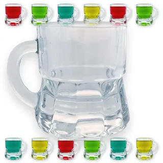 Gravidus Schnapsglas mit Henkel zum Umhängen aus Glas - Shotglas 2 cl Spülmaschinenfest, Likörglas für Schnaps, Shots und Liköre (12 Stück)