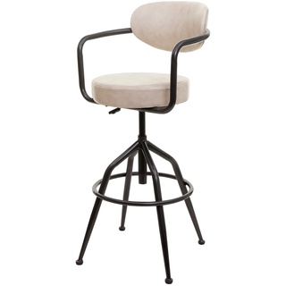 Barhocker MCW-H10f, Barstuhl Tresenhocker Drehhocker, höhenverstellbar industrial Wildleder-Optik ~ vintage beige