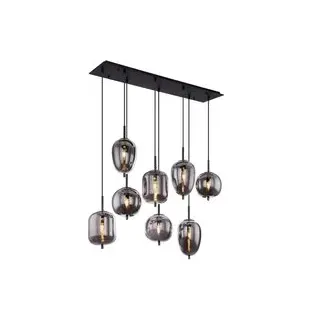GLOBO Pendelleuchte Blacky schwarz Metall Rauchglas B/H/L: ca. 34x120x94 cm E14 8 Brennstellen - Schwarz