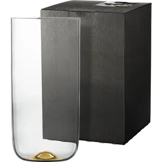 Eisch Germany "DOT", gold (transparent, goldfarben), H:25,0cm Ø:12,5cm, Kristallglas, Vasen, mundgeblasen, Kristallglas, mit 24karätigem Gold veredelt, 25 cm