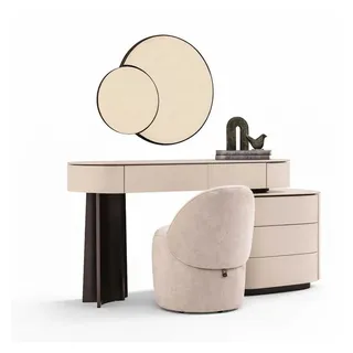 JVmoebel Schminktisch Designer Schminktisch Beige mit Spiegel und Hocker Modern Stil, Made in Europa beige