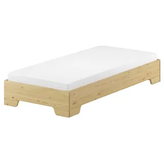 Funktionsbett Bettrahmen 100x190 Pensionsbett, Gästebett mit wählbarem Zubehör V-60.56-10-190Federleisten und Matratze - Naturbelassen