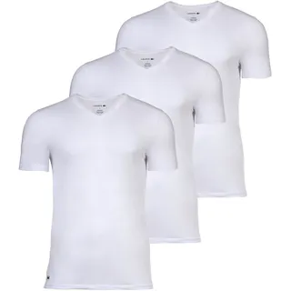 LACOSTE Herren T-Shirts, 3er Pack - Essentials, V-Ausschnitt, Slim Fit, Baumwolle, einfarbig Weiß / XL