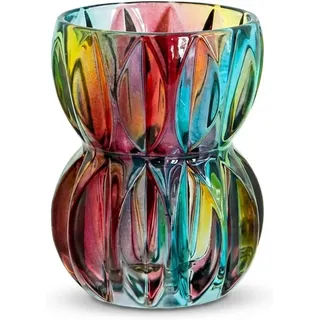 FELIXLEO Dekovase Kristall Glasvase 17,5 cm Struktur Vase Blumen Hydrokultur Deko (1 St)