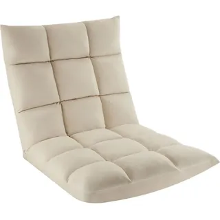 Tectake Relaxsessel Snooze Samt 57 x 108 x 13,5 cm Beige mit verstellbarer Rückenlehne