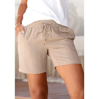 LASCANA Shorts aus Baumwoll-Leinen-Qualität Schlupfhose Beige 38