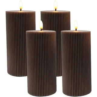Relaxdays LED Kerzen 4er Set 18 cm braun
