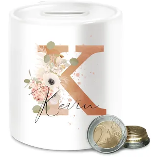Spardose - Buchstaben Name - Watercolor Anfangsbuchstabe Muttertag - Unisize - Weiß - trinkgeldkasse initialen Blume gelddose trinkgeldkaasse Buchstabe Blumen sparbüchse kaffeekasse