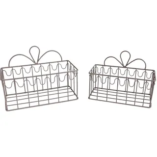2er Set Wandkörbe grau Wandregal aus Metall Shabby Chic