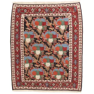 Nain Trading Orientteppich Kelim Fars 128x153 Handgewebter Orientteppich / Perserteppich, rechteckig, Höhe: 5 mm rot