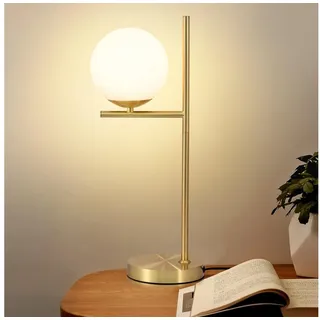 Nettlife Tischleuchte Schwarz/gold Glas Metall Modern E27 Fassung Schalter Nachttischlampe, LED wechselbar, Wohnzimmer Schlafzimmer Kinderzimmer Büro goldfarben