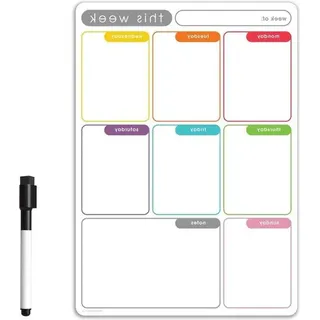 Famanu Magnetisches Whiteboard Wochenplaner - 42x30cm, für Mahlzeiten und Aufgaben