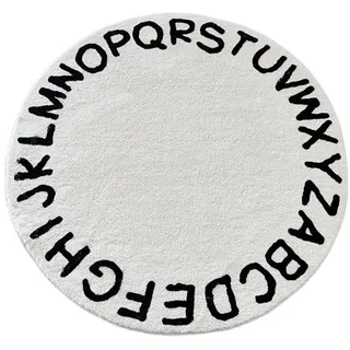 ABC Runder Alphabet-Teppich für Kinder, weicher Plüsch, Lernspiel, Krabbelmatte, rutschfester Bodenkissen