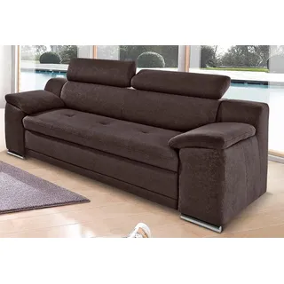 sit&more 3-Sitzer "Andiamo", 200x93x95 cm Luxus-Microfaser ALTARA NUBUCK mit Kopfteilverstellung braun