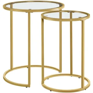 Satztisch 2-er Glastisch-Set Runder Couchtisch Beistelltisch für Zuhause/Empfang