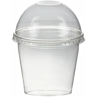 VEPATIM 50x Smoothiesbecher Dessertbecher + Domdeckel 250 ml O95mm PET glasklar