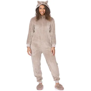 Pusheen the Cat Onesie Damen | Damen Neuheit Braun All In One Pyjamas | Cartoon Katze mit 3D Ohren Schwanz Charakter Loungewear | Pusheen Merchandise Geschenke - XL