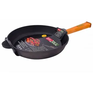 Runde Grillpfanne Bratpfanne 24 cm. Gusseisen Eisengusspfanne Induktion