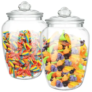 YEXEXINM 2 Pcs 74 oz Glas Süßigkeiten-Plätzchen-Gläser Mit luftdichten Deckeln, Dekorative Apotheker-Gläser,Buffet-Behälter für Küchenzähler, Klare Lebensmittel-Speicher-Kanister-Candy Bar Behälter