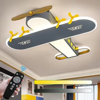 KZT LED Deckenleuchte Flugzeug Moderne Deckenlampe mit Fernbedienung Dimmbar 60CM Junge Schlafzimmerlampe Acryl Deckenbeleuchtung für Mädchen Kinderzimmer Babyzimmer Kindergarten Innen Beleuchtung