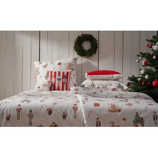 APELT Noel Flanell Rot/Weiß 135 x 200 cm + 80 x 80 cm