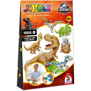 Schmidt Spiele 46132 Unicorn Jixelz, Jurassic World, 1500 Teile, 5 Motive, Kinder-Bastelsets, Kinderpuzzle, bunt
