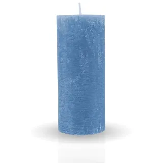 HS Candle Rustikale Stumpenkerze Himmelblau Ø7cm x 15cm - vers. Farben/Größen - lang Brenndauer Antik Kerze, Duftfreie Altarkerze - Dekokerze
