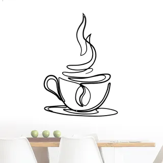 luopeidian Wanddeko Küche, Wanddeko Metall Schwarze Minimalist Coffee Line Drawing 30x21.87cm, Küchen Wand Deko, Elegante Wanddekoration Metall Für Küche Wohnzimmer Café und Homeoffice