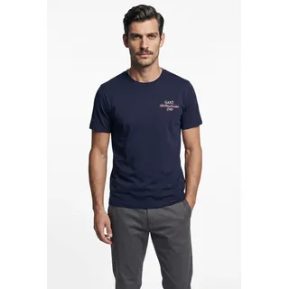 T-Shirt GANT "GRAPHIC", Herren, Gr. XL, evening blau, Jersey, Obermaterial: 100% Baumwolle, normal, Rundhals, Shirts T-Shirt