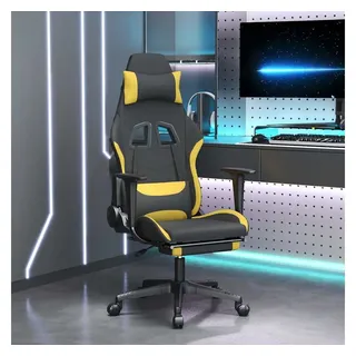 furnicato Gaming-Stuhl Schwarz und Gelb 64 x 60 x (117-127) cm (1 St), Atmungsaktiver Spielsessel mit Massagefunktion und Liegefunktion gelb 64 cm x 127 cm x 130 cm