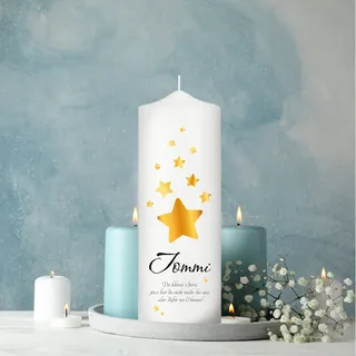 Wandtattoo Loft Trauerkerze personalisiert mit Namen, Motiv mit goldenen Sternen, 18cm x 7cm, Sternenkind, personalisierte Trauerkerze, Kondolenzkerze, Beileidskerze, Trauerlicht, Grabkerze