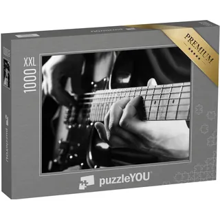 Puzzle 1000 Teile XXL „Gitarrenspiel, schwarz-weiß“ – aus der Puzzle-Kollektion Musik, Menschen
