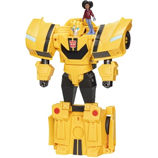 Transformers Spielzeug EarthSpark Spin Changer Bumblebee Action-Figur (20 cm) mit Mo Malto Figur (5 cm), ab 6 Jahren