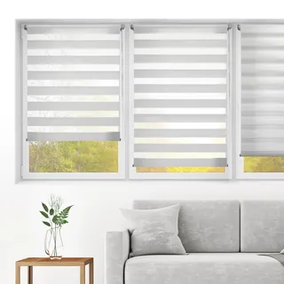 Blindecor - Indus doppelrollo klemmfix ohne bohren - duo rollo klemmfix Silbergrau - 70 x 220 cm (Breite x Länge) Stoffgröße 67 x 215 cm