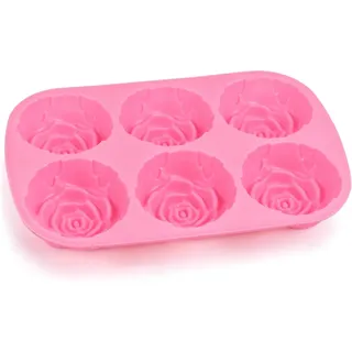 Cyrank Silikonformen in Rosenform mit 6 Mulden, Rosen Silikonform | Rosen 6-Cavity Silikonform Antihaft Silikon Backform für Kuchen, Seife, Gelee, Schokolade, Muffins, Pudding, Cake, Backen