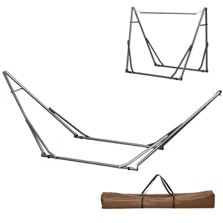 Outsunny Hängemattengestell für Hängematte, Faltbarer 2-in-1 Hängemattenständer, Kleiderständer für Terrasse, Garten, Hof, bis 120 kg Belastbar, Stahl, 290 x 92 x 88cm