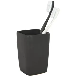 Wenko 20018100 Zahnputzbecher Faro - Keramik, 7.3 x 10.5 x 7.3 cm, schwarz