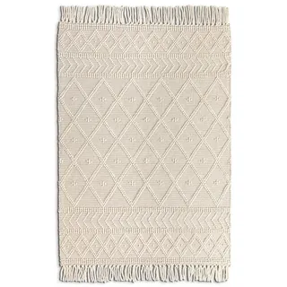 Webteppich Tassels 170 x 230 cm Wolle Beige