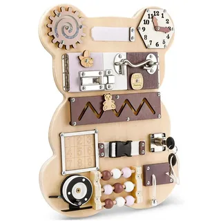 CLTYQ Motorikbrett Activity Board für Kleinkinder Montessori Spielzeug,Sensorikbrett, 10 in 1 Activity Board,Frühförderung, Reisespielzeug, Geschenk