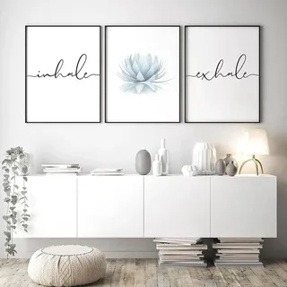 AWKFHF Schwarz Weiß Inhale Exhale Love Minimalist Yoga Frau Leinwand Malerei Bilder Poster Kunstdruck Schlafzimmer Wand Deko(Kein Rahmen) (Minimalist-03,3X40X60CM)