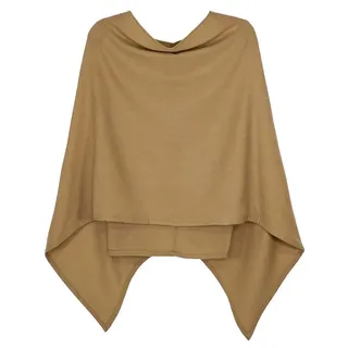 dy_mode Strickponcho Damen Poncho in Unifarben Weiches Strickponcho Cape Herbst Umhang in Unifarbe, Vorne Kurz - Seitlich Lang Schnitt braun