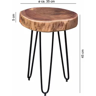 FineBuy Massivholz Akazie Beistelltisch 35 x 35 cm Wohnzimmertisch Massiv
