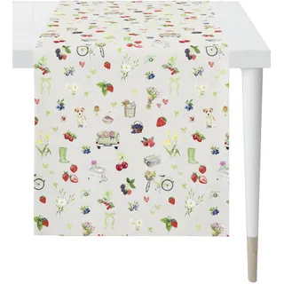 APELT Tischläufer "6724", grün, B:140cm L:48cm, Baumwolle, Polyester, Tischdecken
